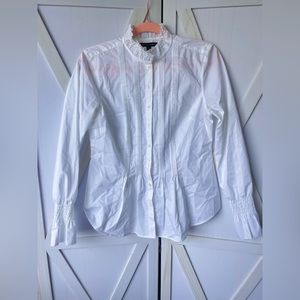 Brooks Brothers White cotton ruffle button down blouse